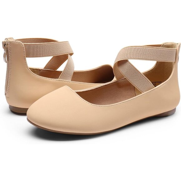 Dream Pairs Women Nubuck Faux Suede Flats Comfortable Elastic Ankle Straps Shoes - Picture 4 of 7